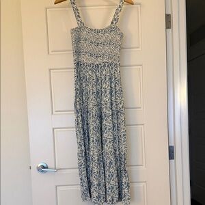 Summer Camp Blue & White Floral Smocked Maxi Dress